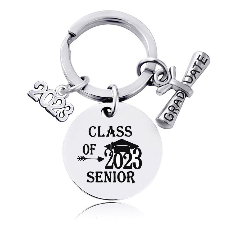 Wholesale Stainless Steel Round Graduation Season Gift Keychain