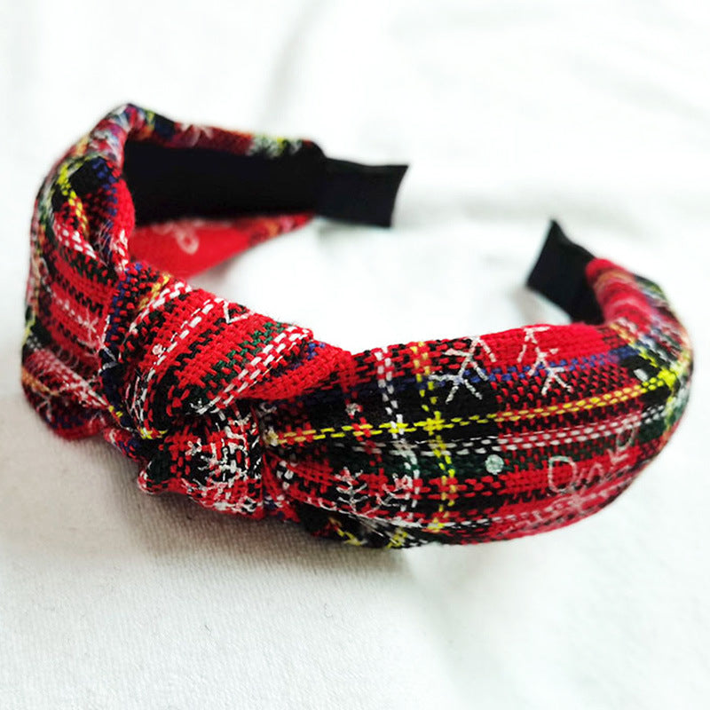 Wholesale Christmas Series Plaid Bow Cloth Headband