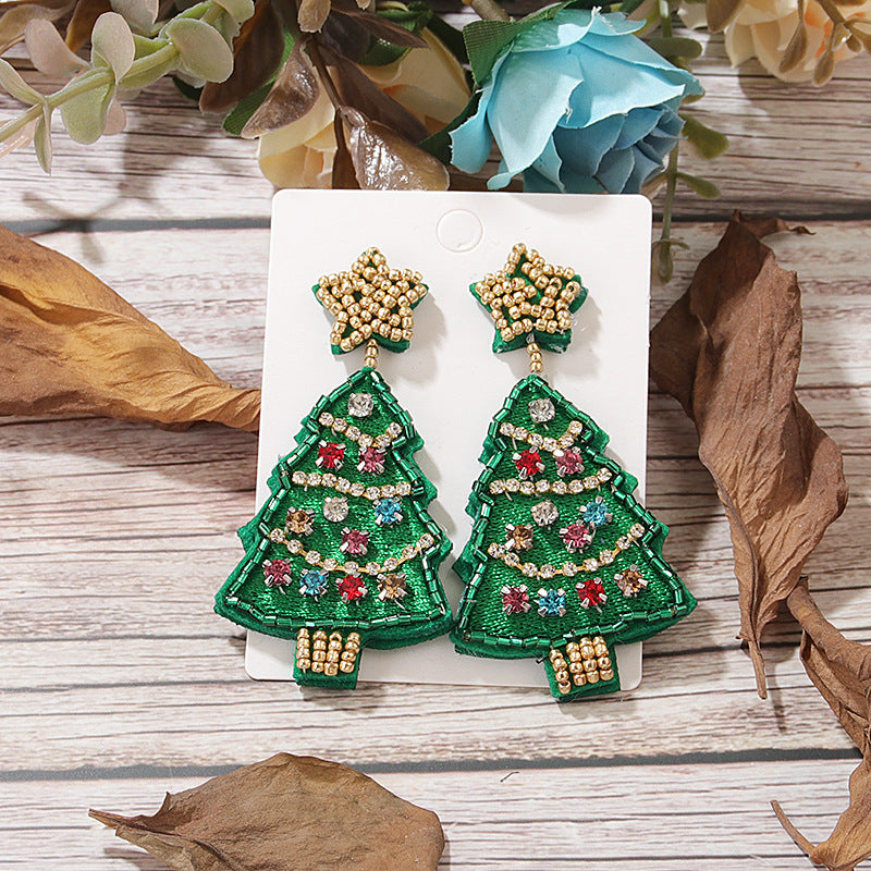 Wholesale Christmas Tree Style Rice Bead Earrings