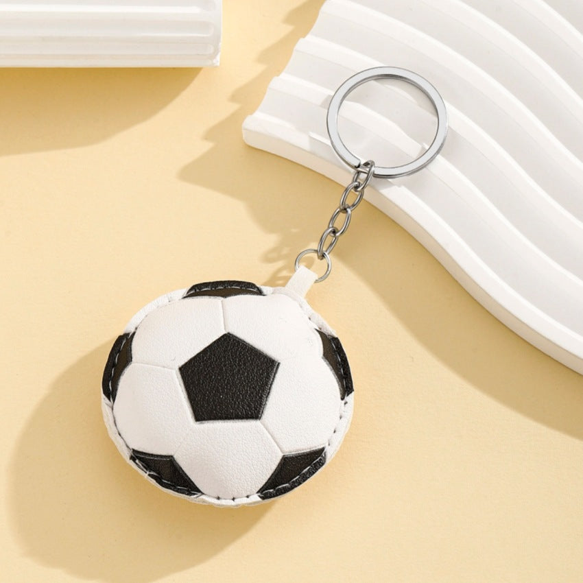 Wholesale Sport style PU padded cotton ball keychain pendant