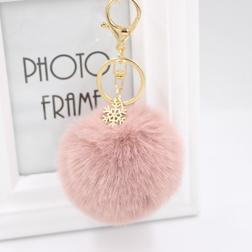 Wholesale Christmas Snowflake Plush Ball Keychain