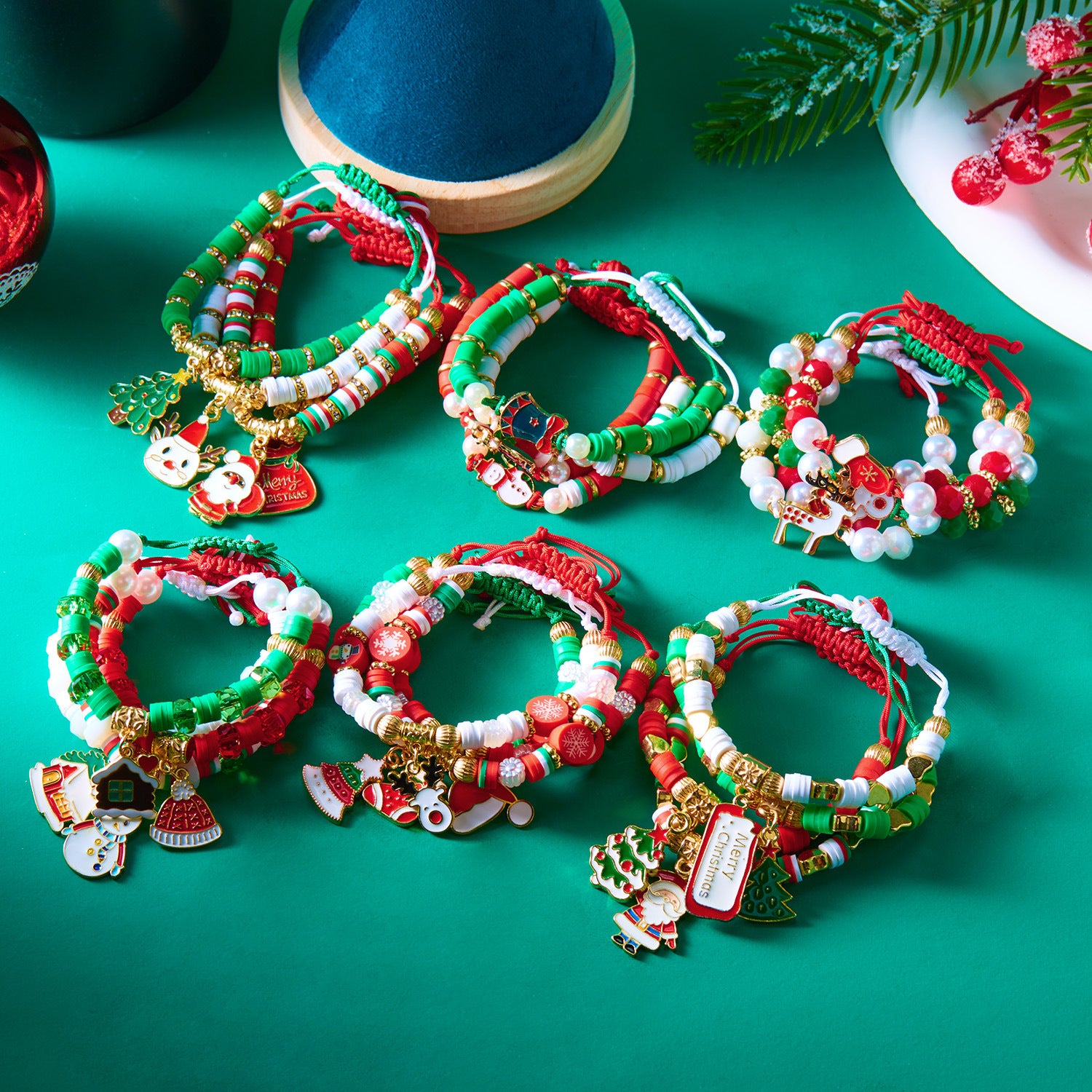 Wholesale Christmas Colored  Layered Bracelet Set