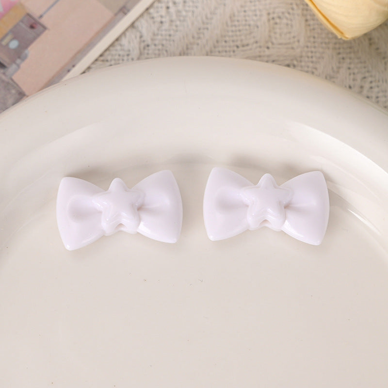 Wholesale  5pcs/pack  cute macaron-colored hollowed-out five-pointed star bow tie beads Acrylic Beads