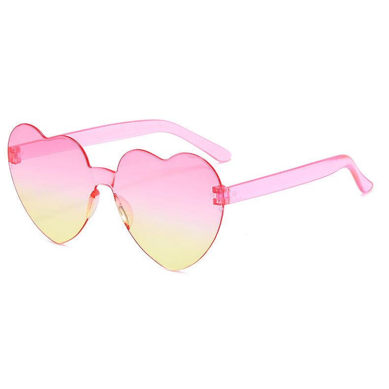 Wholesale PC 2023 Summer New Transparent Jelly Color Gradient Heart Sunglasses