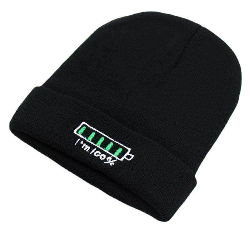Wholesale Autumn and Winter Battery Embroidered Knitted Beanie