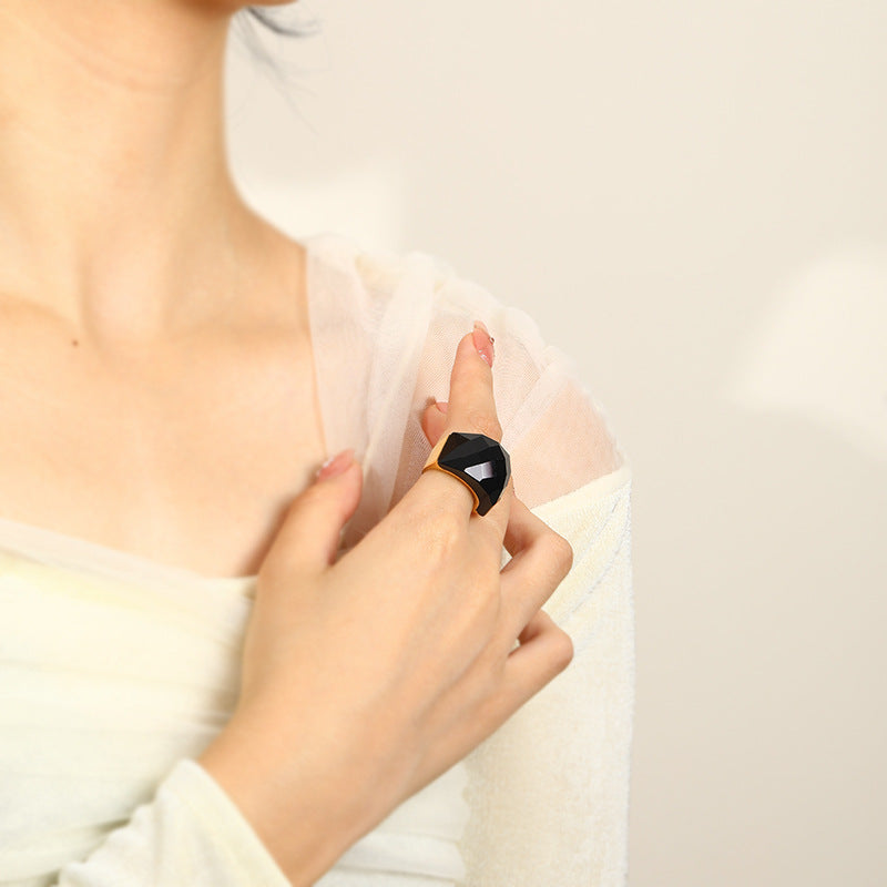 ANILLO DE ACERO DE TITANIO DE TITANIO DE DIAMONIO DE COLOR DEL MAYOR