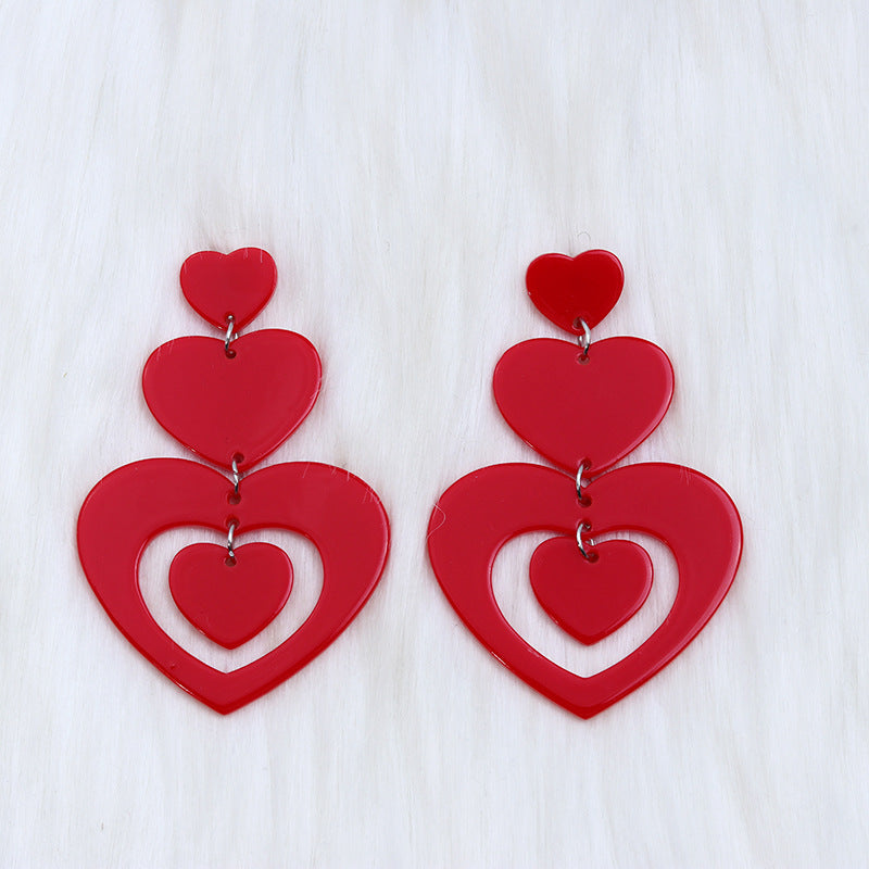 Wholesale Valentine' s Day Acrylic Earrings Heart Splicing Earrings for Women