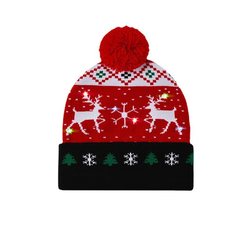 Wholesale Christmas hat luminous Christmas decoration wool hat colorful light party knitted hat