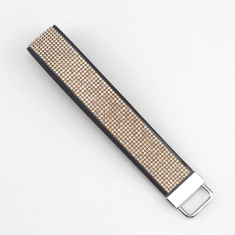 Llavero de cuero de pulsera de diamantes al por mayor