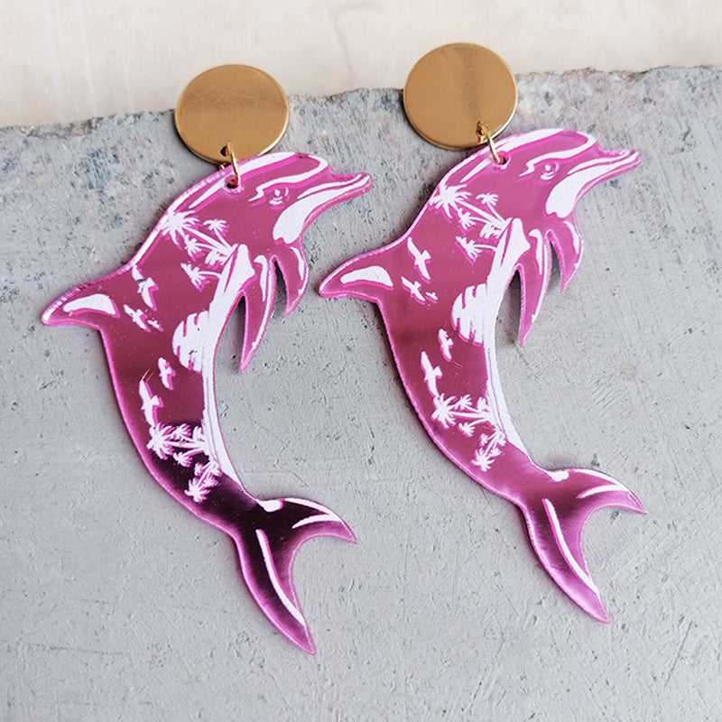 Wholesale 2pairs/pack Acrylic Summer Dolphin Holiday Earrings