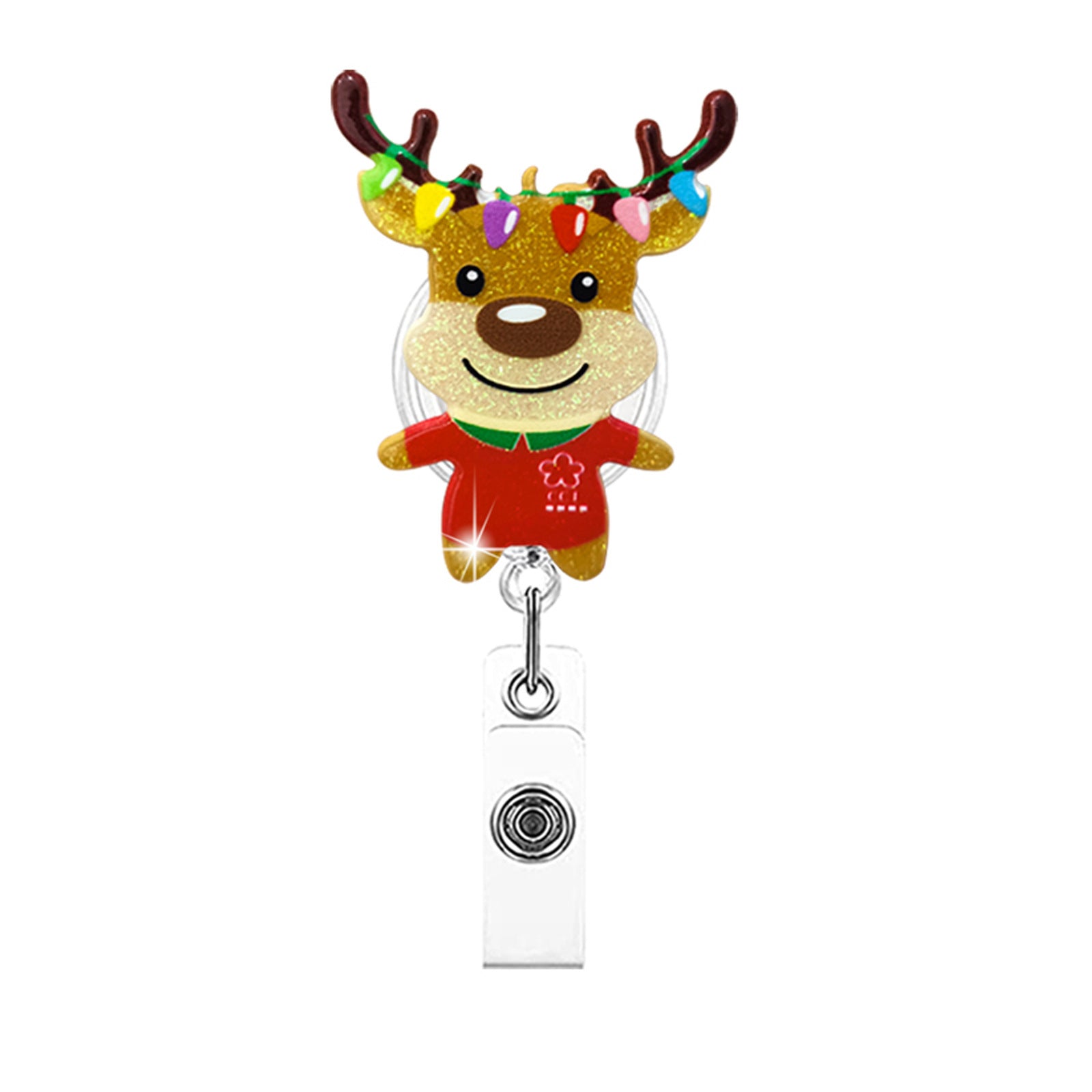 Wholesale Christmas Santa Claus Sparkling Pink Snowman Elk Flower Ring Acrylic Emblem Scroll Retractable Keychain