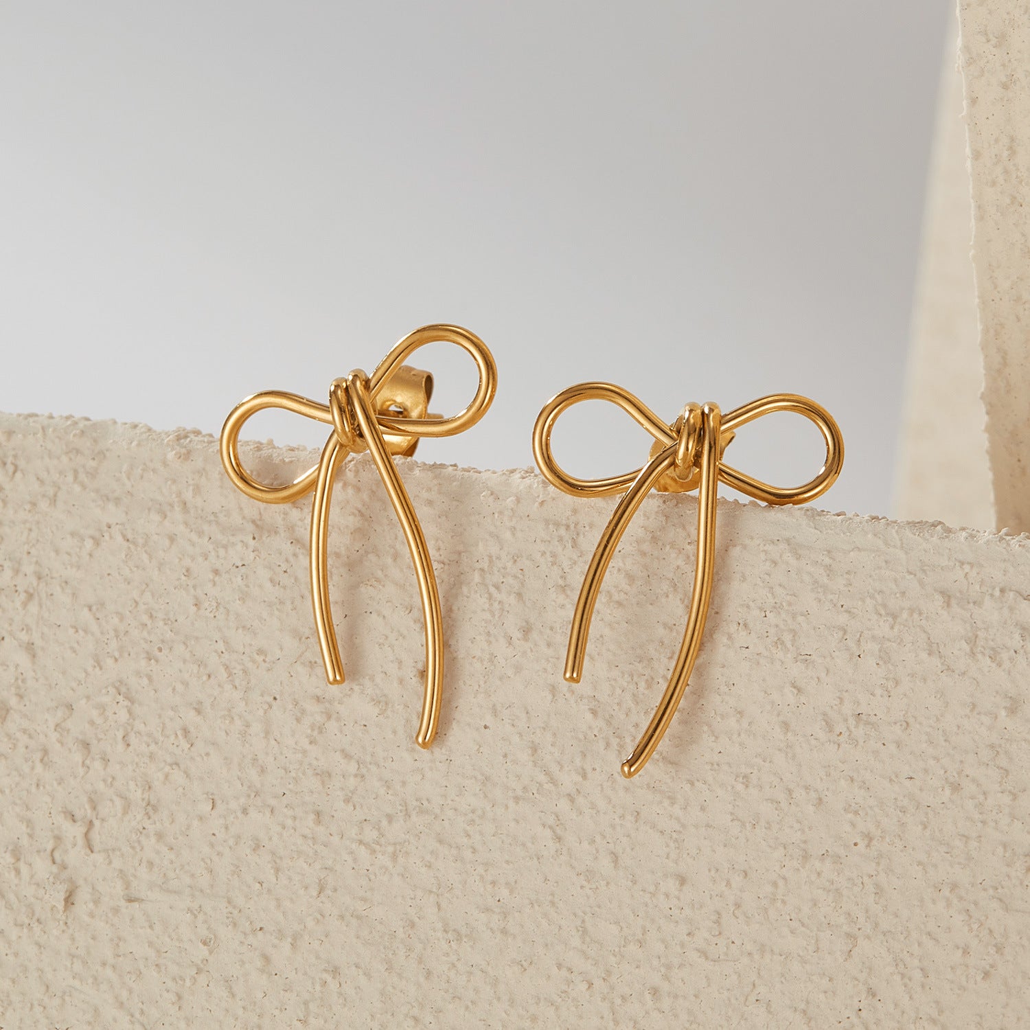 Wholesale OPK Jewelry Factory Minimized Style Stainless Steel Bow Earrings Niche Creative Design Earrings for Women