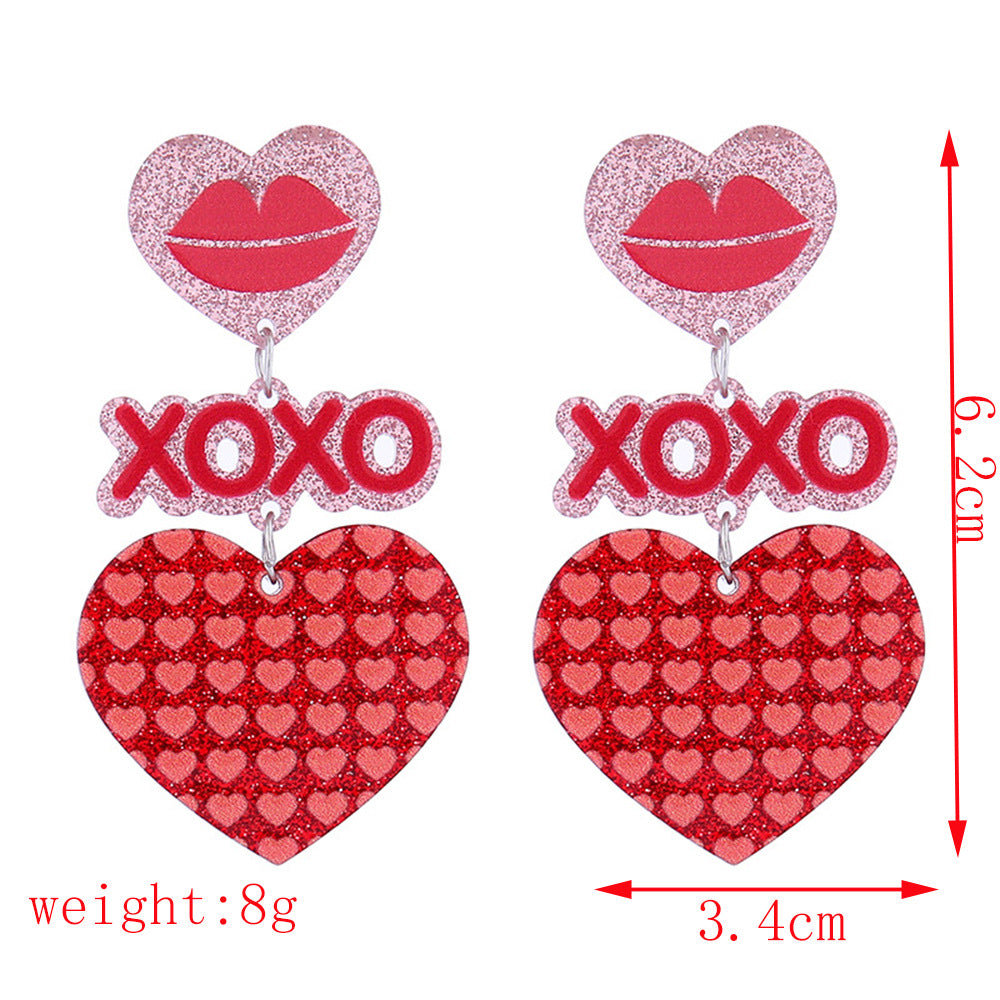 Wholesale Valentine' s Day Love Sparkling Acrylic Earrings