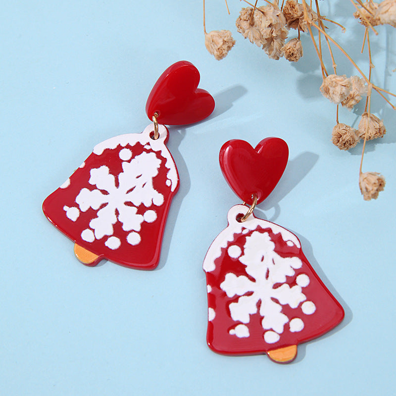 Wholesale Christmas Red Snowflake Tree Acrylic Earrings For Women Party Wear Gift