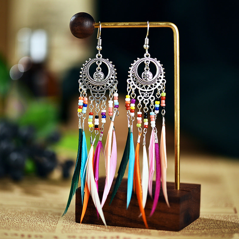 Wholesale Vintage Slender Feather Earrings