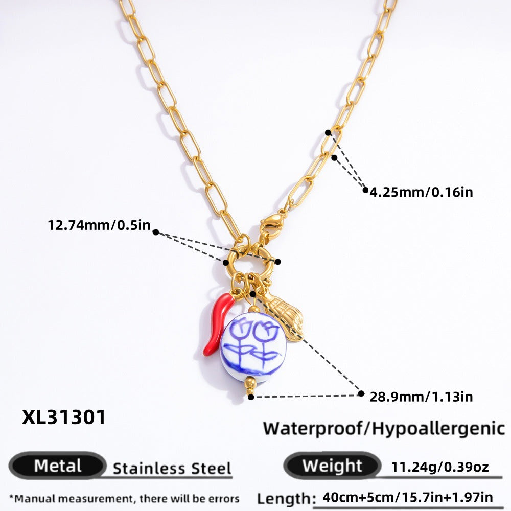 Wholesale INS style handmade pearl heart pendant