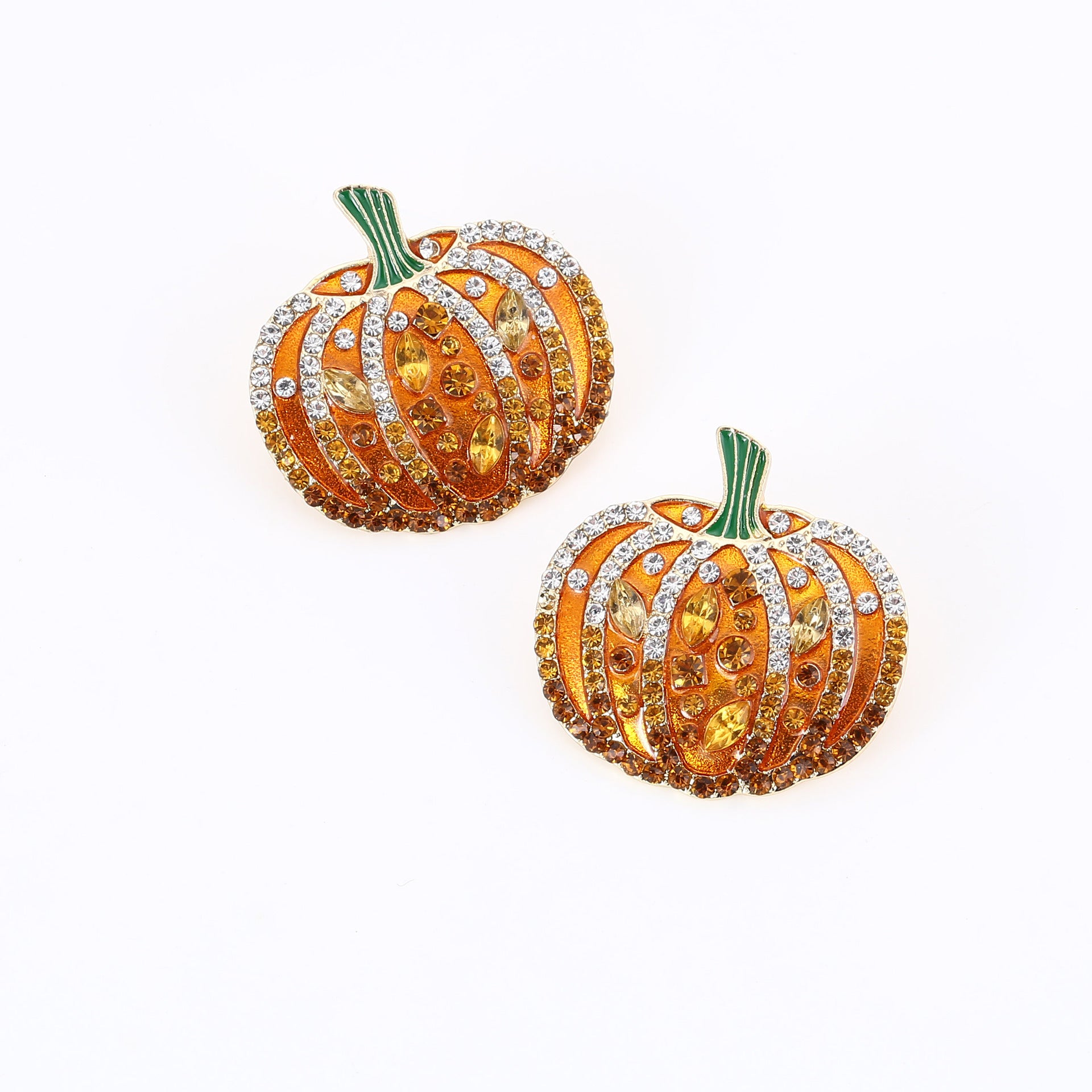 Wholesale Creative Exaggerated Rhinestone Pumpkin Pattern Alloy Earrings