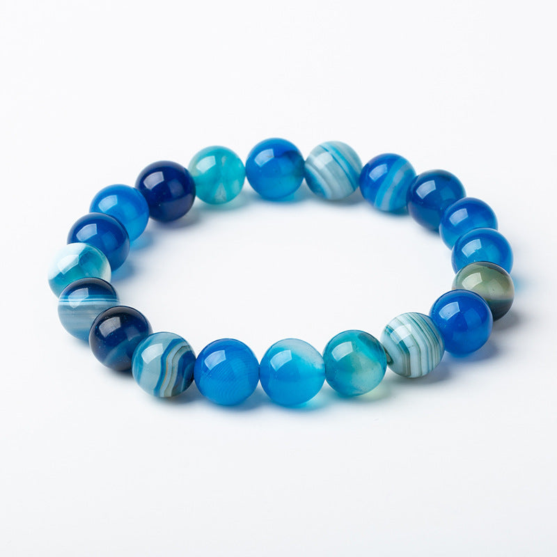 Wholesale 10mm Blue Agate Blue Crystal Bracelet