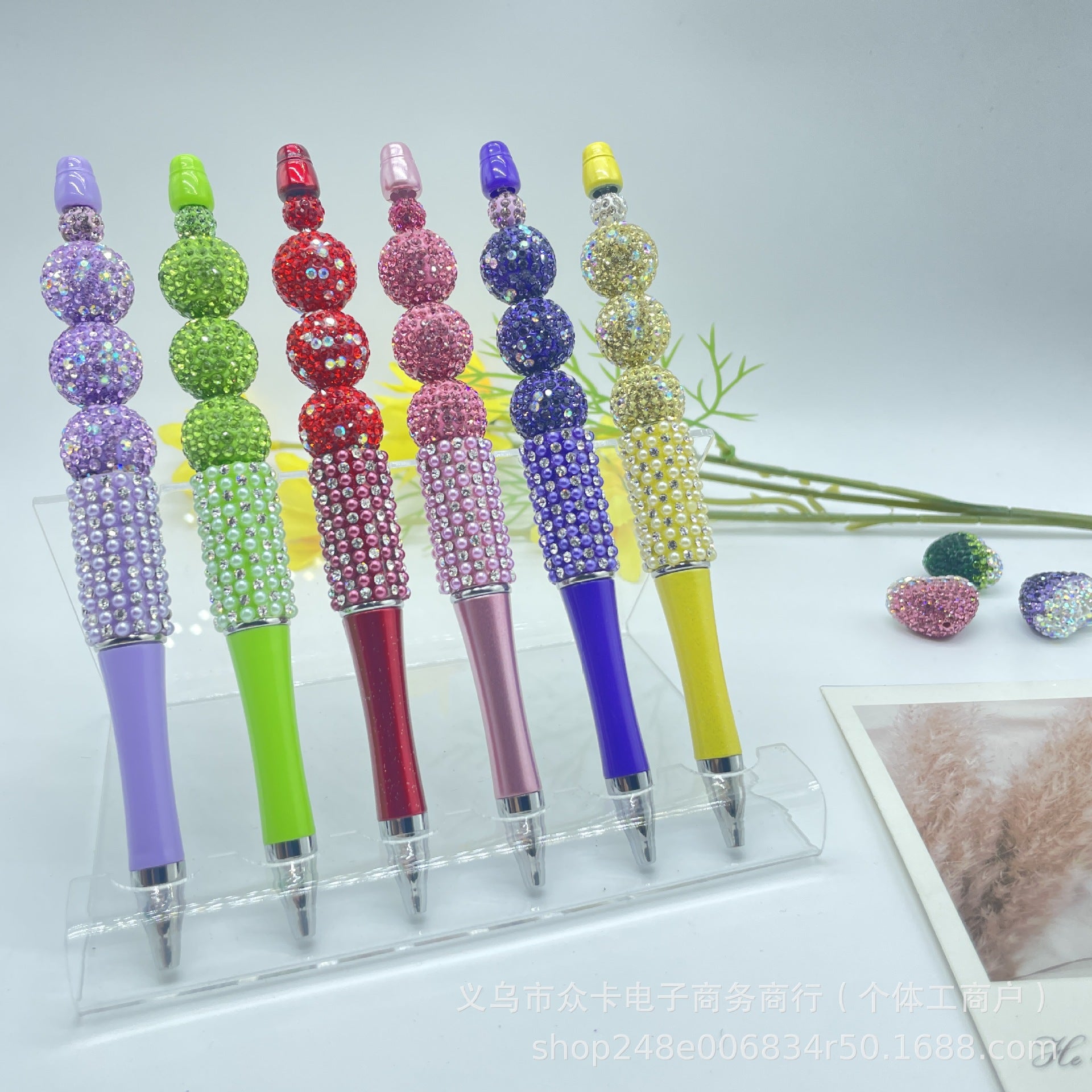 Wholesale 20pcs 16mm Full Diamond Ball Handmade DIY  Fancy Beaded Pen