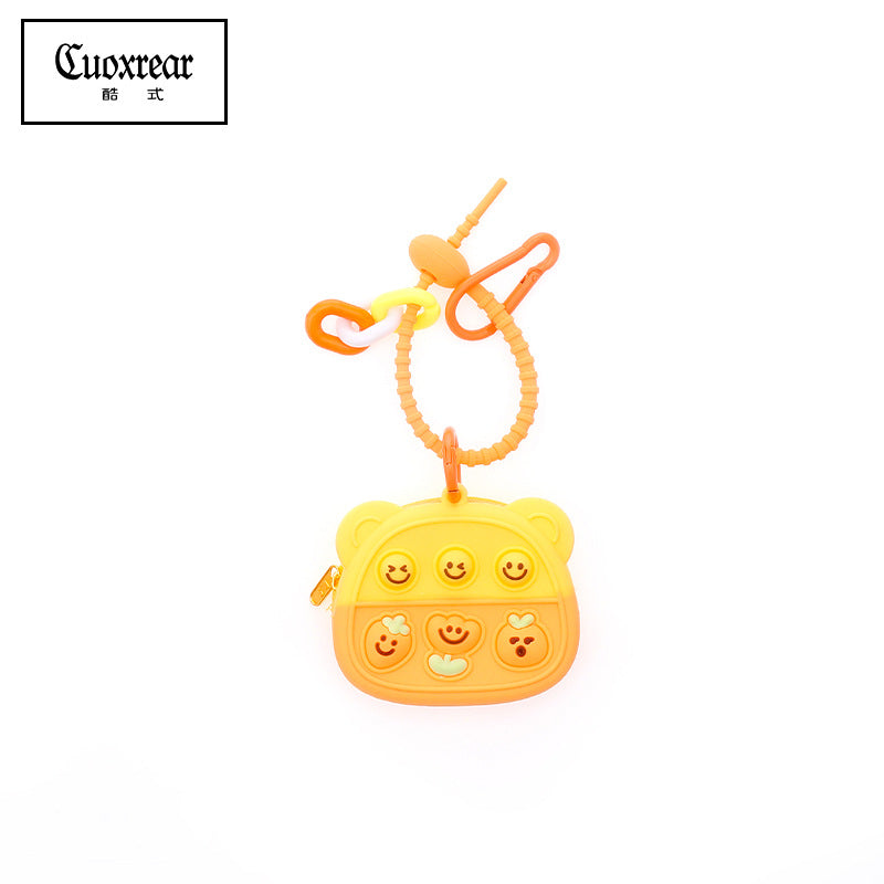 Wholesale Cute Unzipped Coin Purse Cartoon Silica gel Keychain