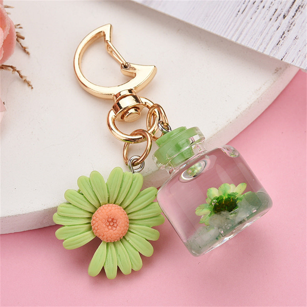 Wholesale Zinc Alloy Moon Buckle Small Chrysanthemum Keychain