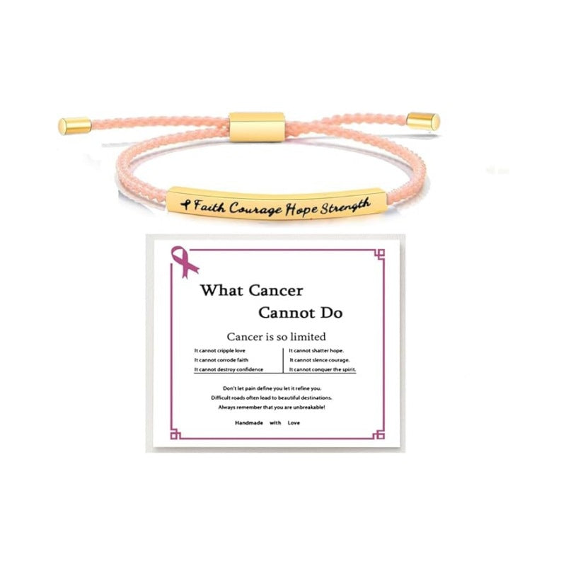 Wholesale Stainless steel bent tube inspirational text adjustable woven bracelet