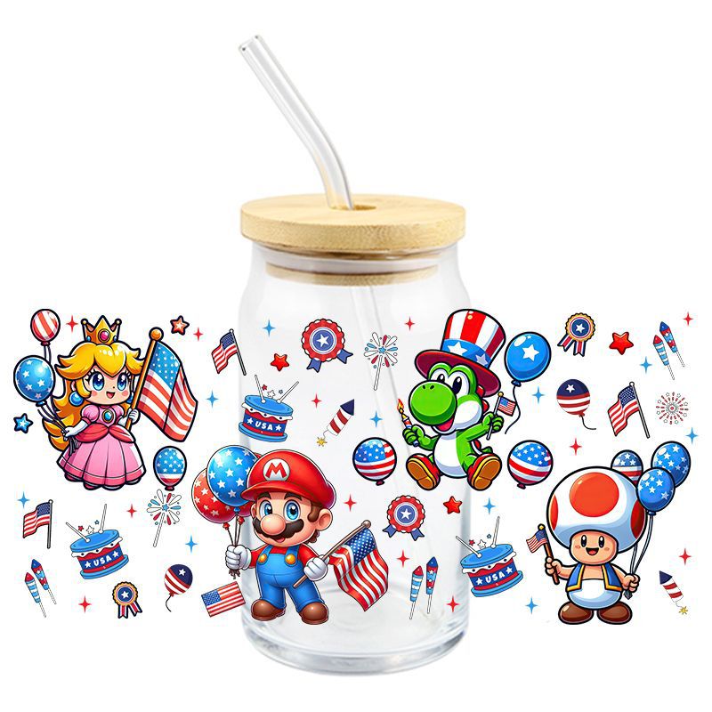 Wholesale 5pcs Cartoon Uv DTF Transparent Crystal  16oz Cup UV DTF Wraps OLY Exclusive