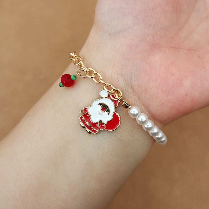 Wholesale 2PCS Santa Claus Snowman Alloy Bracelet