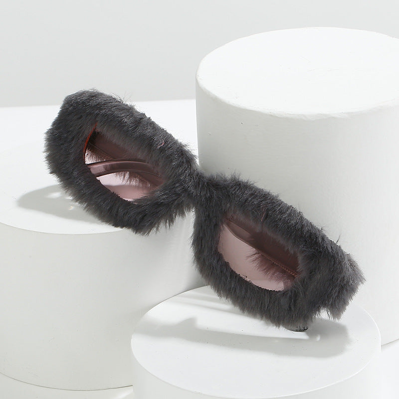 Wholesale Creative Plush Square Sunglasses