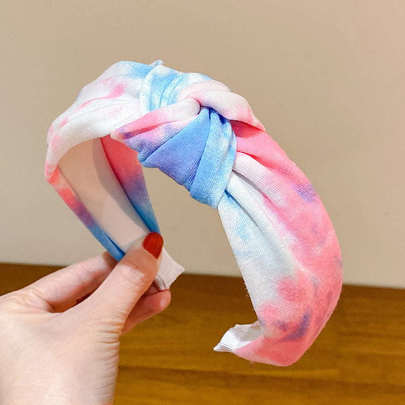 Wholesale Tie Dye Wide Edge Pressed Polyester Headband