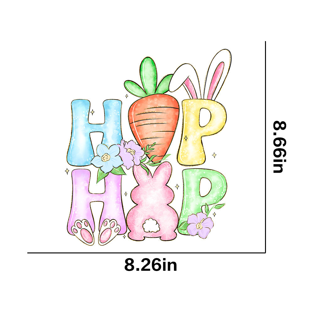 Wholesale 10pcs Easter letter cartoon rabbit car UV DTF Ready to Press Transfers Wraps