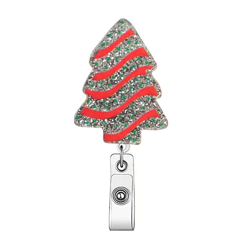 Wholesale Acrylic Christmas Cartoon Badge Clip Christmas Tree Clip Badge Reels