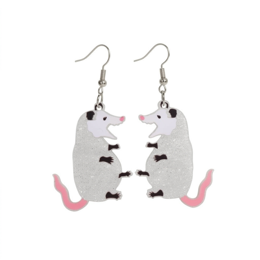 Wholesale Acrylic Quirky Possum Earrings Cute Animal Design Fashion Jewelry Accessory For Women