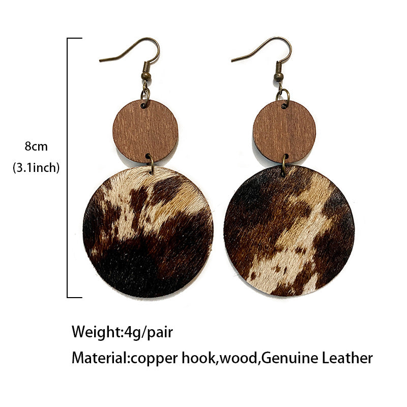 Wholesale Vintage Western Wood Leather Horsehair Earrings