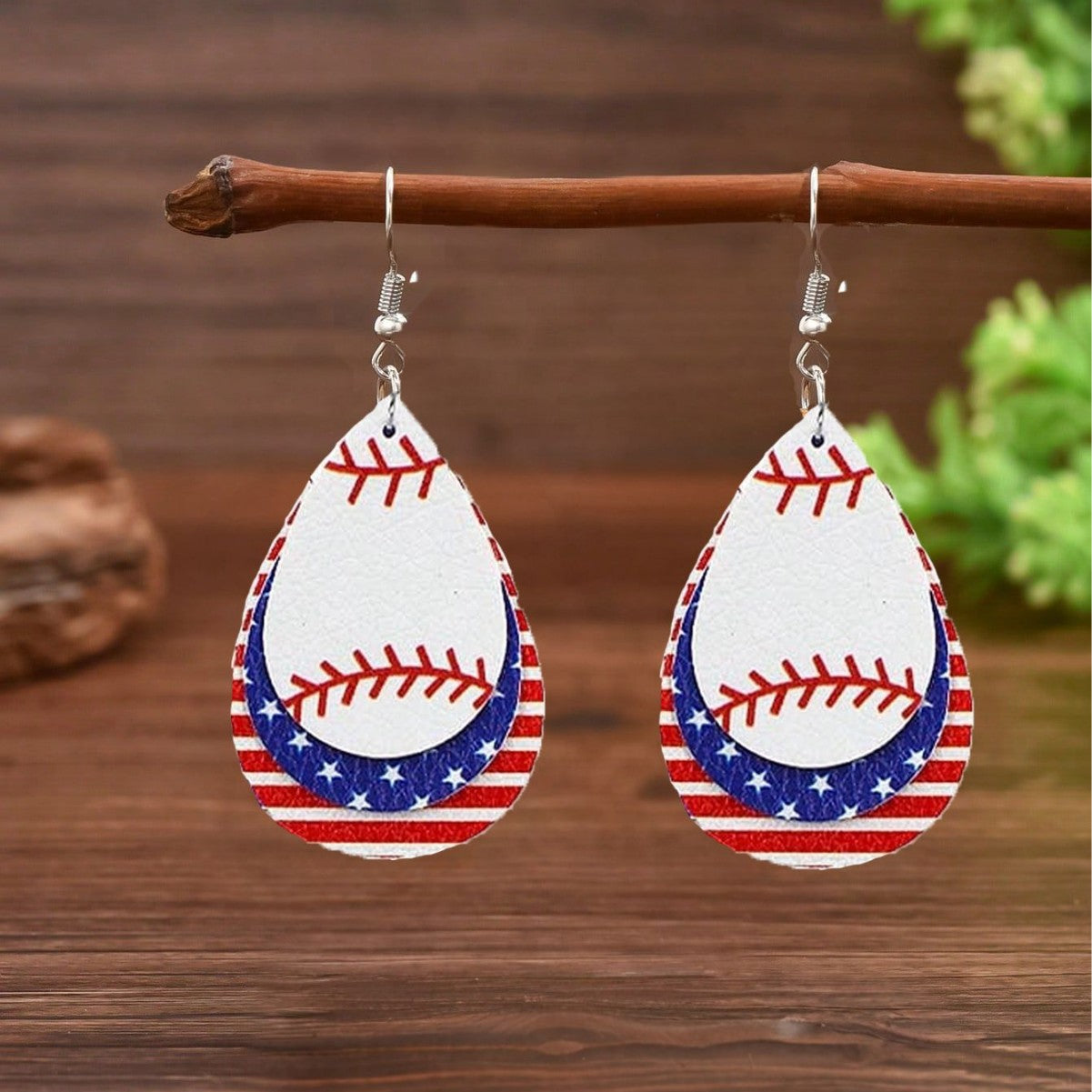 Wholesale Independence Day Spherical Multi-layered Leather Earrings