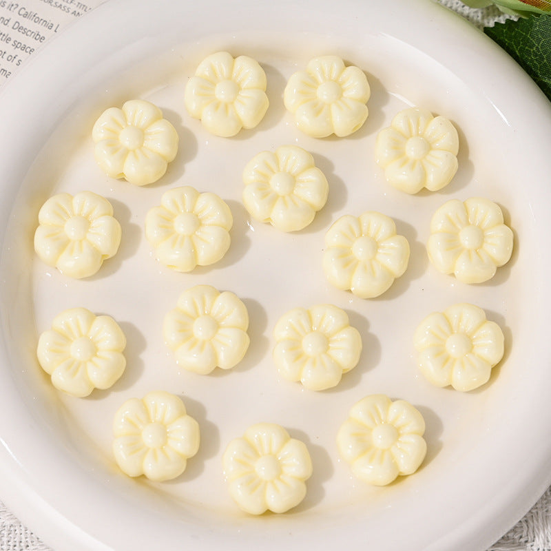 Wholesale 5pcs/pack  Acrylic Cream Candy Color Small Flower Beads  Acrylic Beads