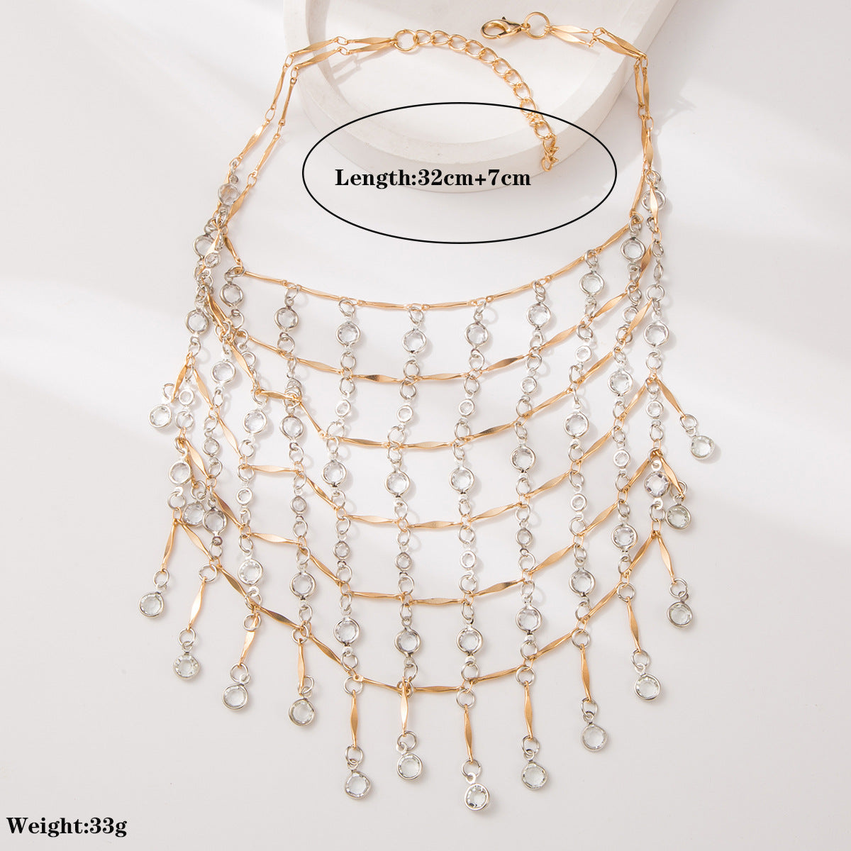 Wholesale Chic Tassel Grid Pendant Necklace Zinc Alloy Boutique Resale Jewelry