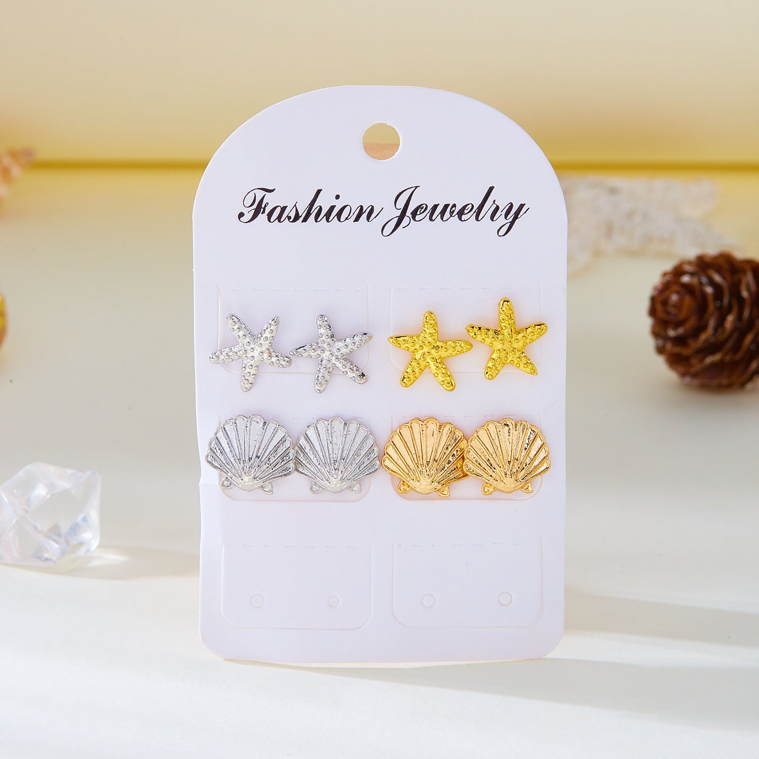 Wholesale Small fresh oil drop starfish shell earrings set