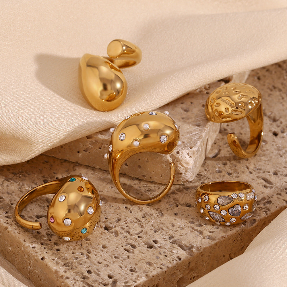 Wholesale Stainless Steel Droplet Shaped Open Ring