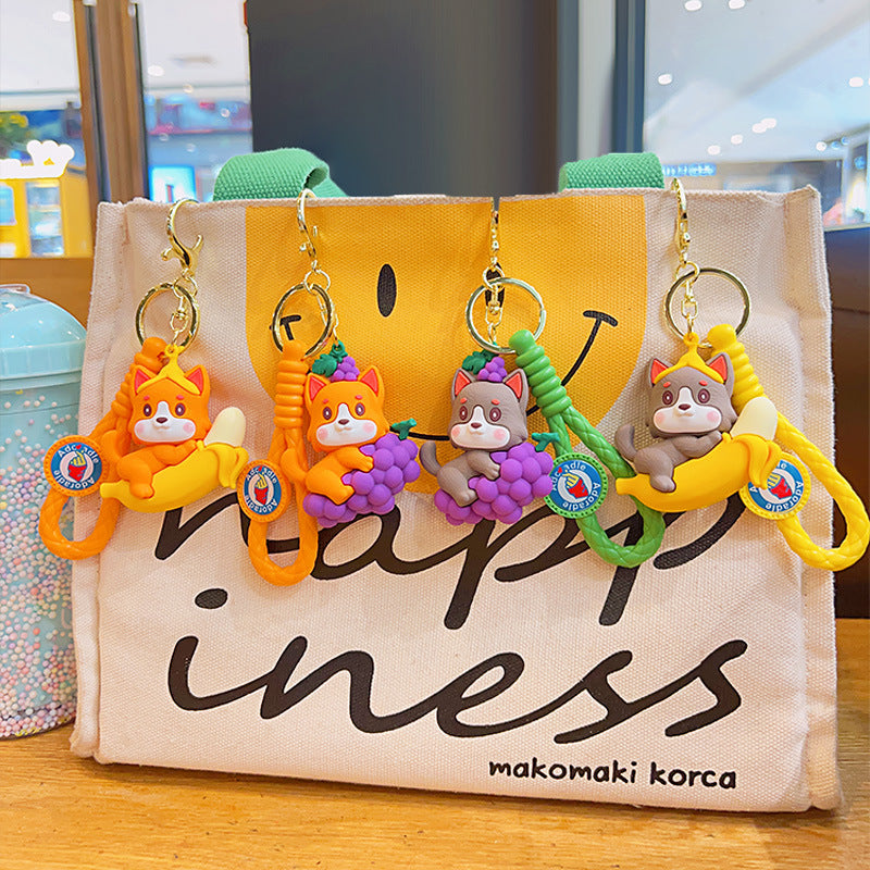 Fruta al por mayor shiba inu llaves de goma suave