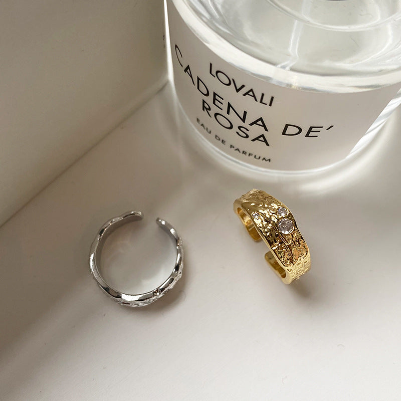 Wholesale Brass Plated Genuine Gold Pleated Open Ring