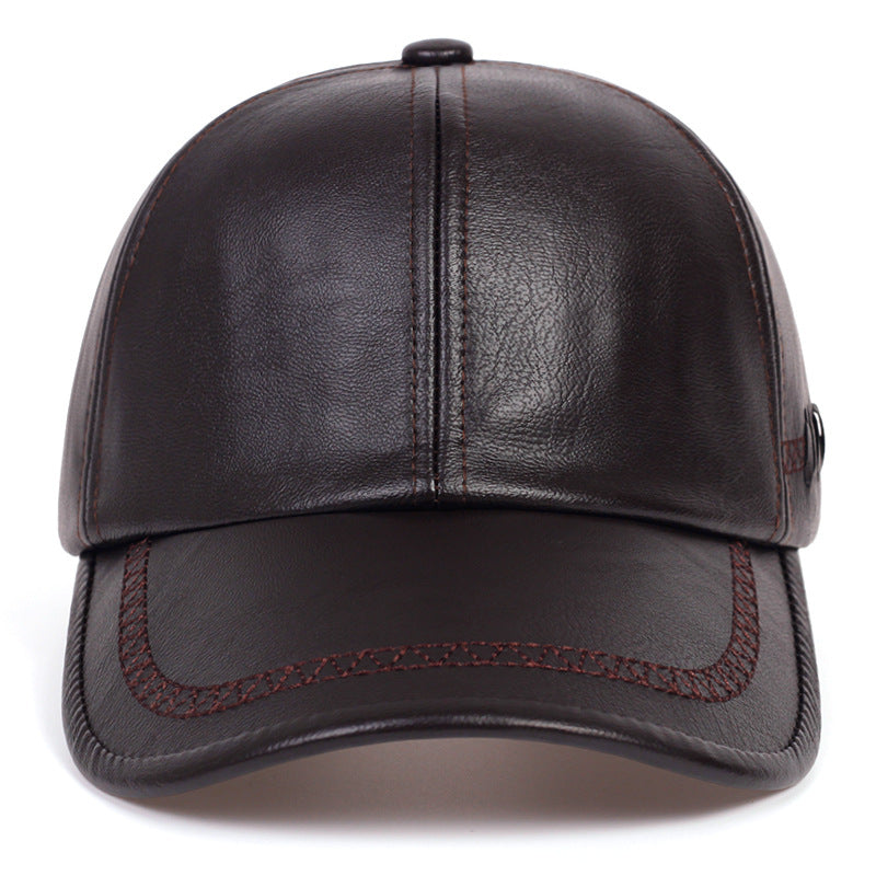 Wholesale PU Leather Fashion Solid Color Winter Leather Autumn/Winter Warm Black Casual Trendy Baseball Hat