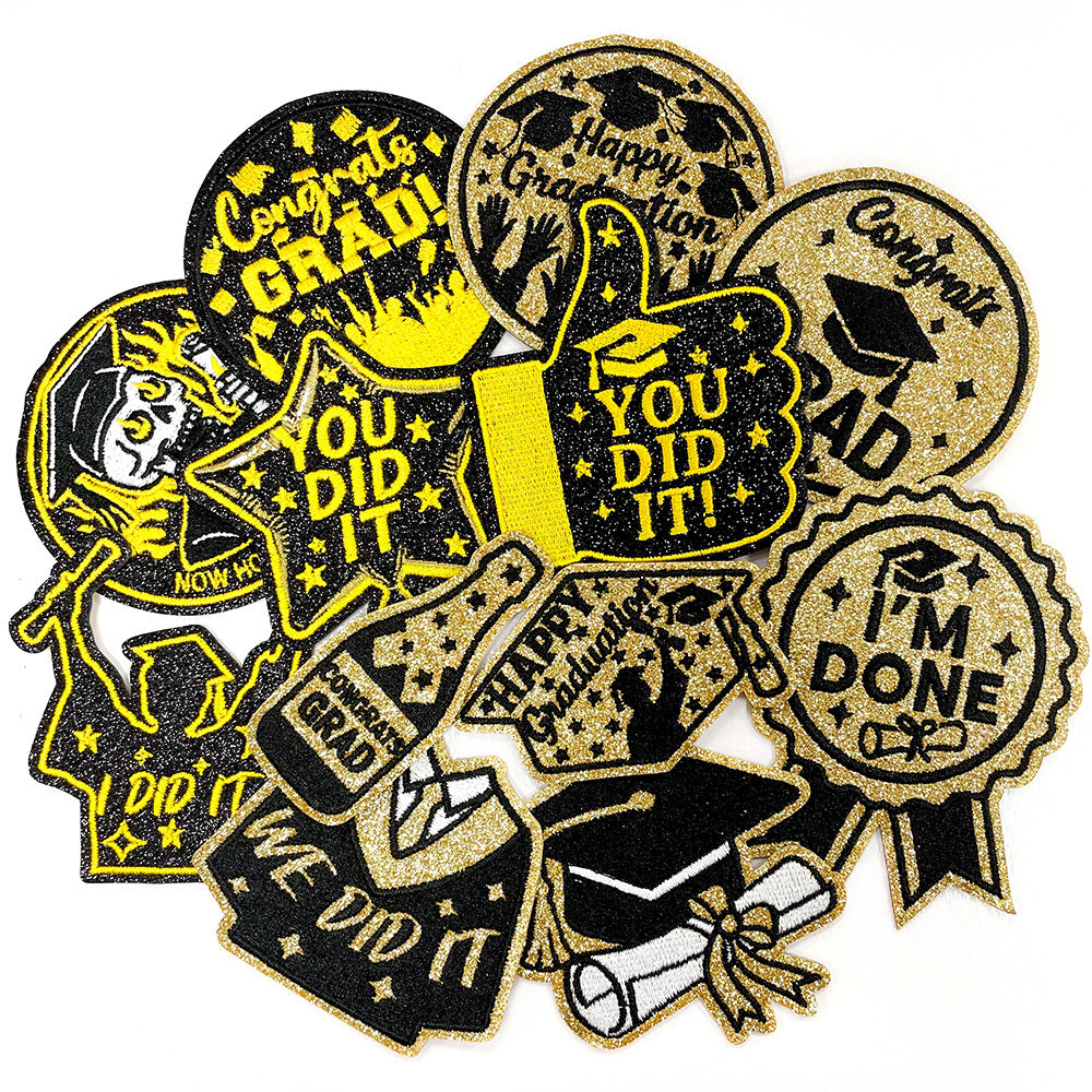 Wholesale Embroidered Graduation Patch Set Chic DIY Iron On Applique Creative Gift For Students And Resale