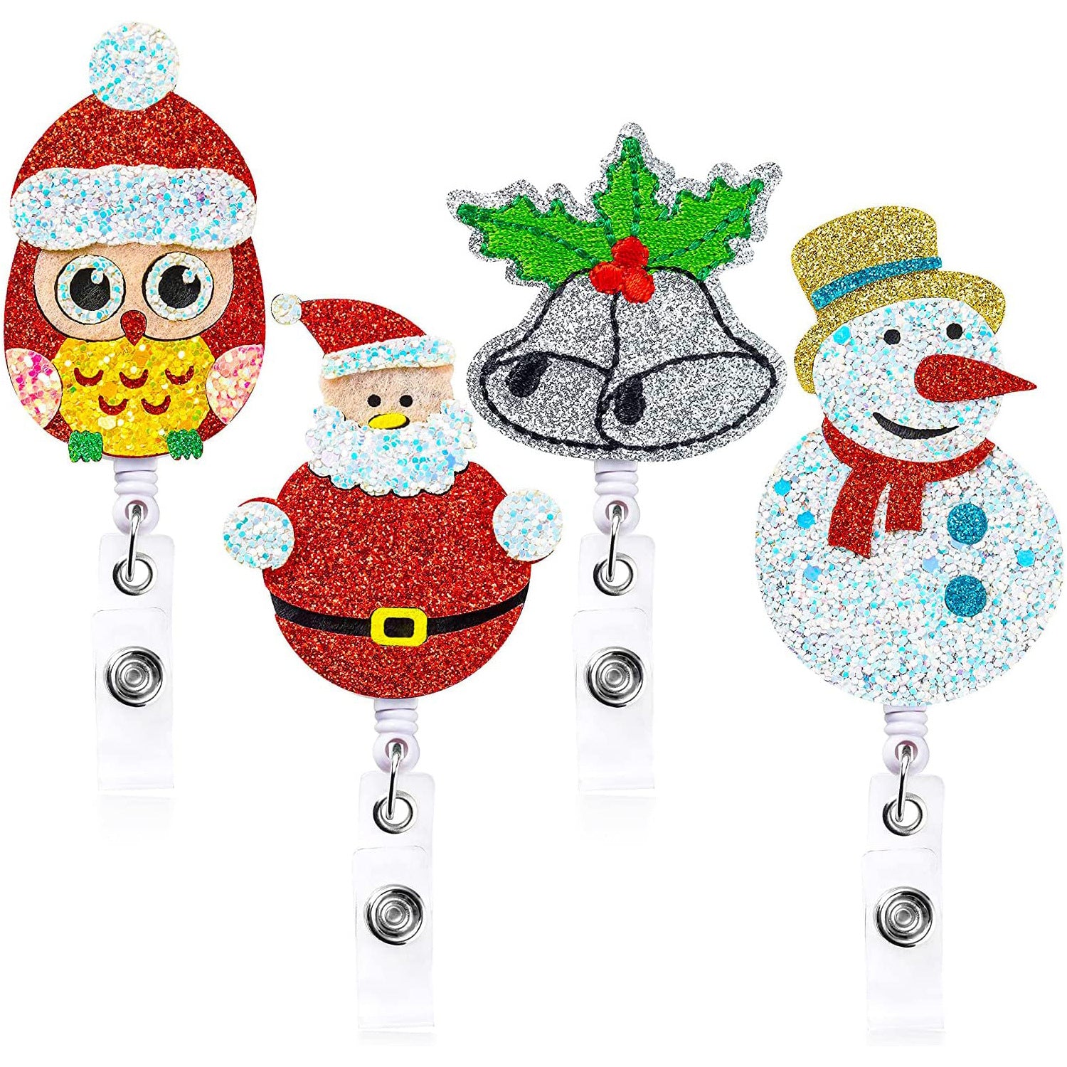Wholesale Christmas Felt Easy Pull Buckle Cute Retractable Rotating ID Buckle