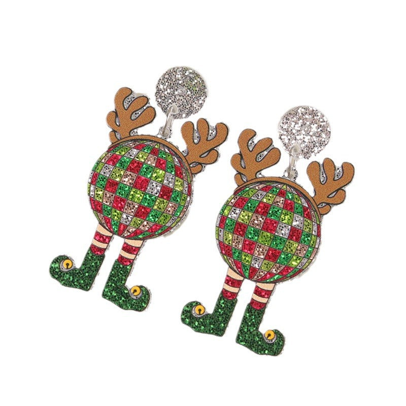 Wholesale  Christmas Series Elk Gloves Acrylic Earrings