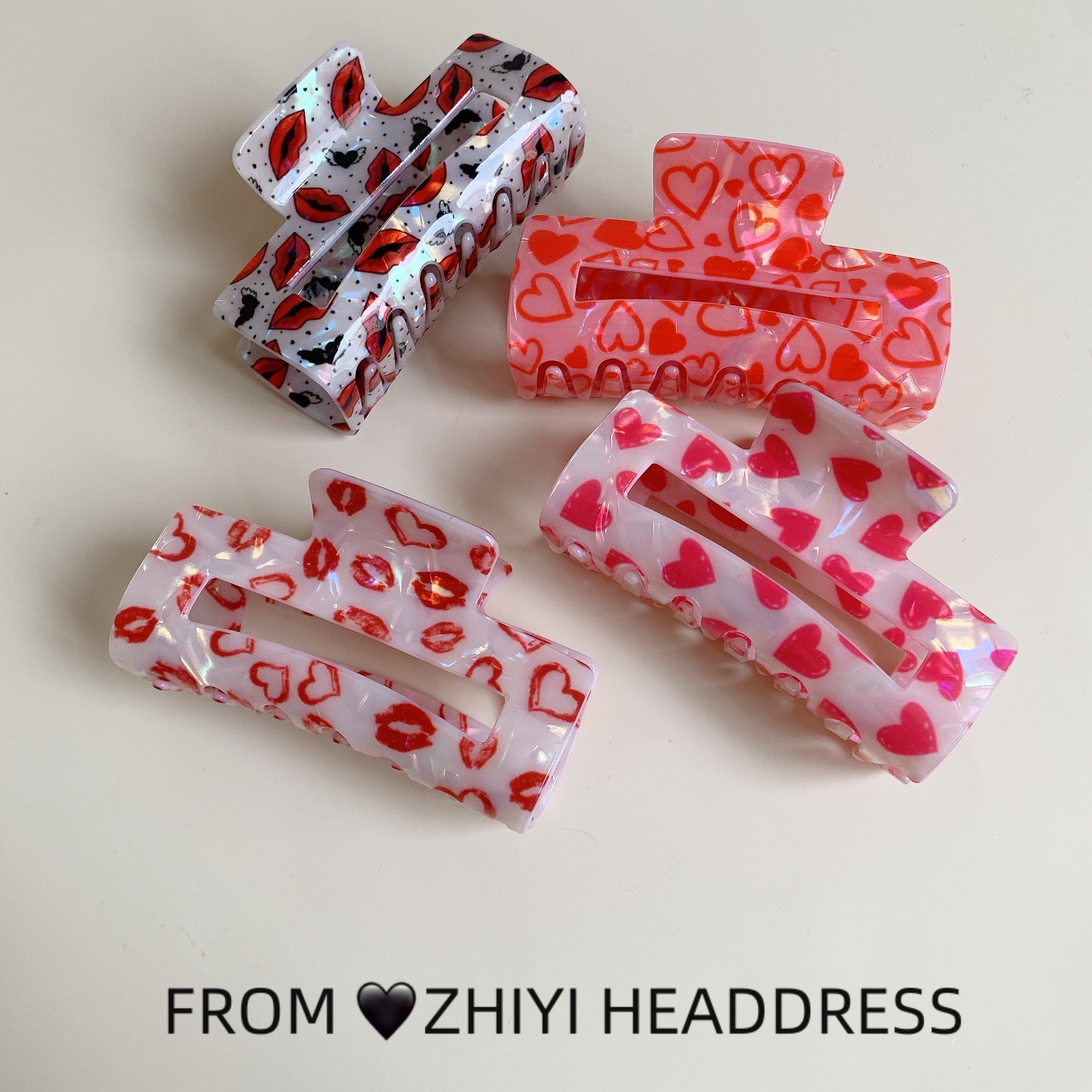 Wholesale Love Cupid Rose New Shark Clip Valentine's Day Large Rectangular Grab Hairpin