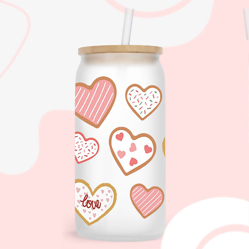 Wholesale Colorful Hearts  16oz Cup UV DTF Wraps