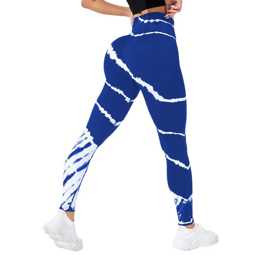 Wholesale Tie-dye Stripe Seamless Yoga Pants Hip-lifting Sports Running Fitness Pants Quick-drying Sports Pants