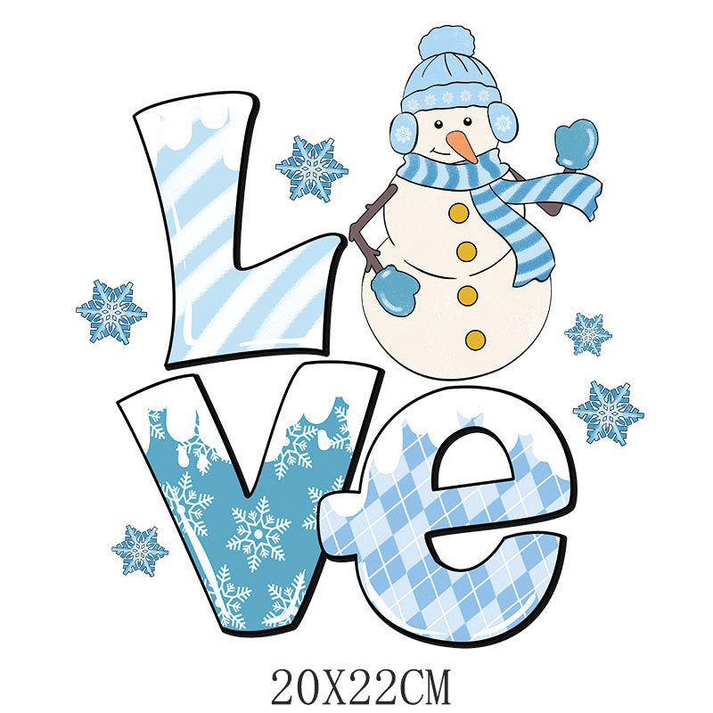 Wholesale 10pcs/pack Blue Snowman Christmas UV DTF Ready to Press Transfers Wraps