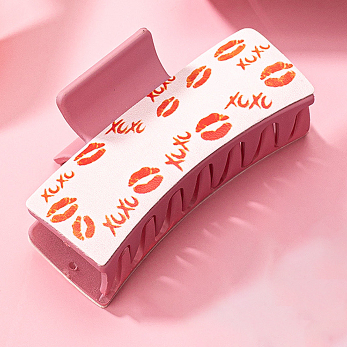 Wholesale PU Leather Acrylic Lips Printed Hair Claw Hairpin Valentine's Day Gift
